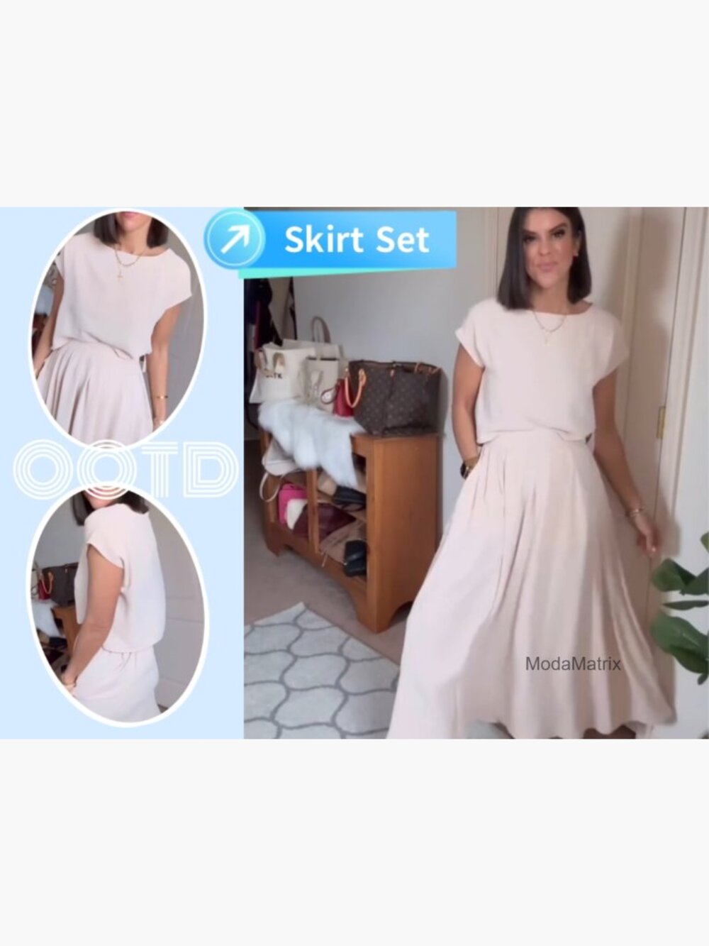 Viscose Maxi Dress Set with Pockets, Cap Sleeve Top, Elastic Waist, Size Large - Picture 7 of 7